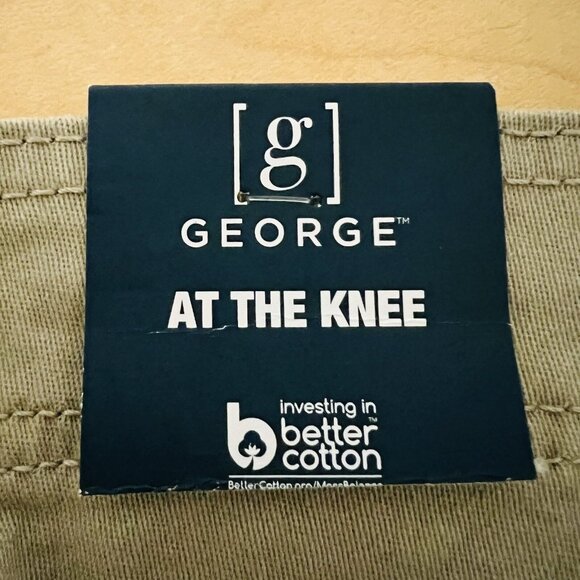 George Men's Cargo Shorts At the Knee Size 46 Flat Front Inseam 9.5" Tan Stretch - Picture 7 of 11